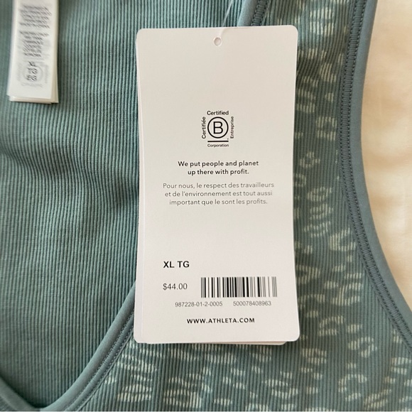 Athleta Blue Cheetah Print Aurora Seamless Crop Rib Tank - Picture 14 of 16